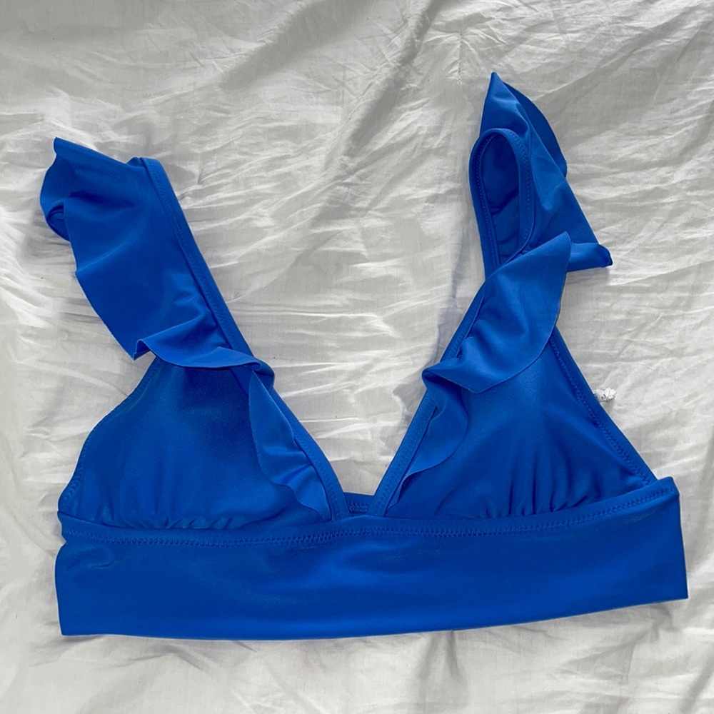 Aerie Blue Ruffle Top Size Large